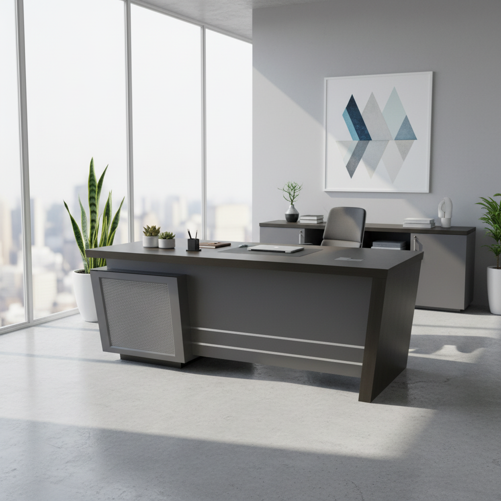 Office Desk 1.2M Coffee Grey | Premium Workstation UAE | 120x60x75cm