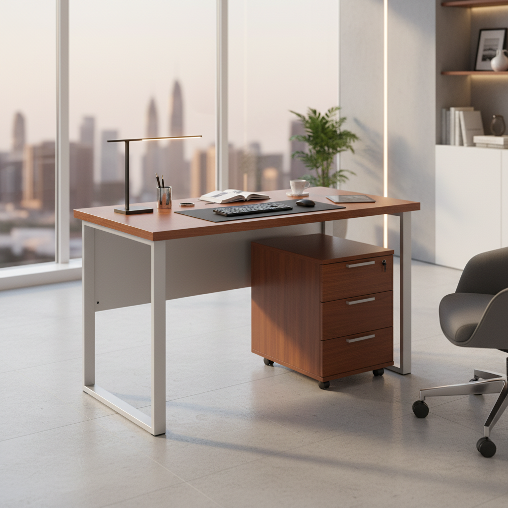 Office Desk 1.2m Cherry White | Premium Workstation UAE | INFINI HOMES