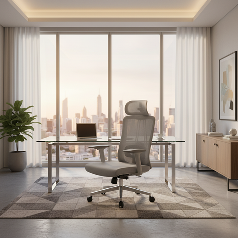 Ergonomic Mesh Office Chair with Headrest - High Back Executive Chair UAE | Grey IH A213-H