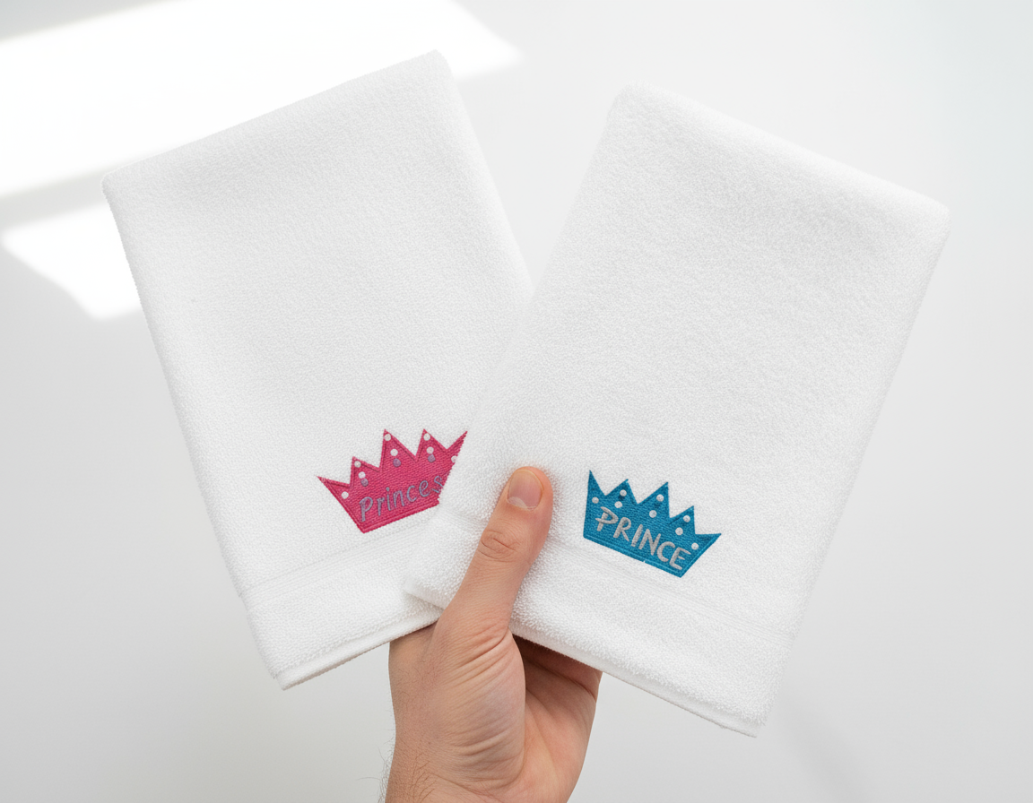 Luxury Princess & Prince Hand Towel Set UAE | 600 GSM Embroidered Cotton Dubai