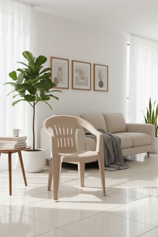 Princess Chair Beige - Premium Plastic Outdoor Furniture UAE | Dubai Abu Dhabi Sharjah