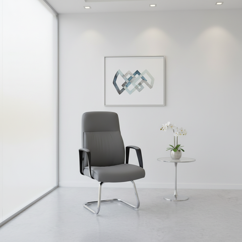 PU Visitor Chair IH 2005V | Grey | Premium Office Seating UAE