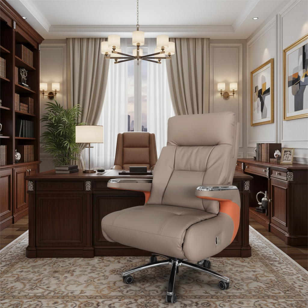 Premium PU Leather Recliner Office Chair with Chrome Base - UAE Stock | IH 6079