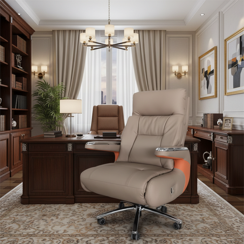 Premium PU Leather Recliner Office Chair with Chrome Base - UAE Stock | IH 6079