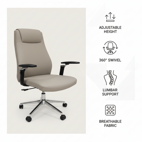 Premium Office Chair Beige | Ergonomic Desk Chair UAE | IH A015 BIG