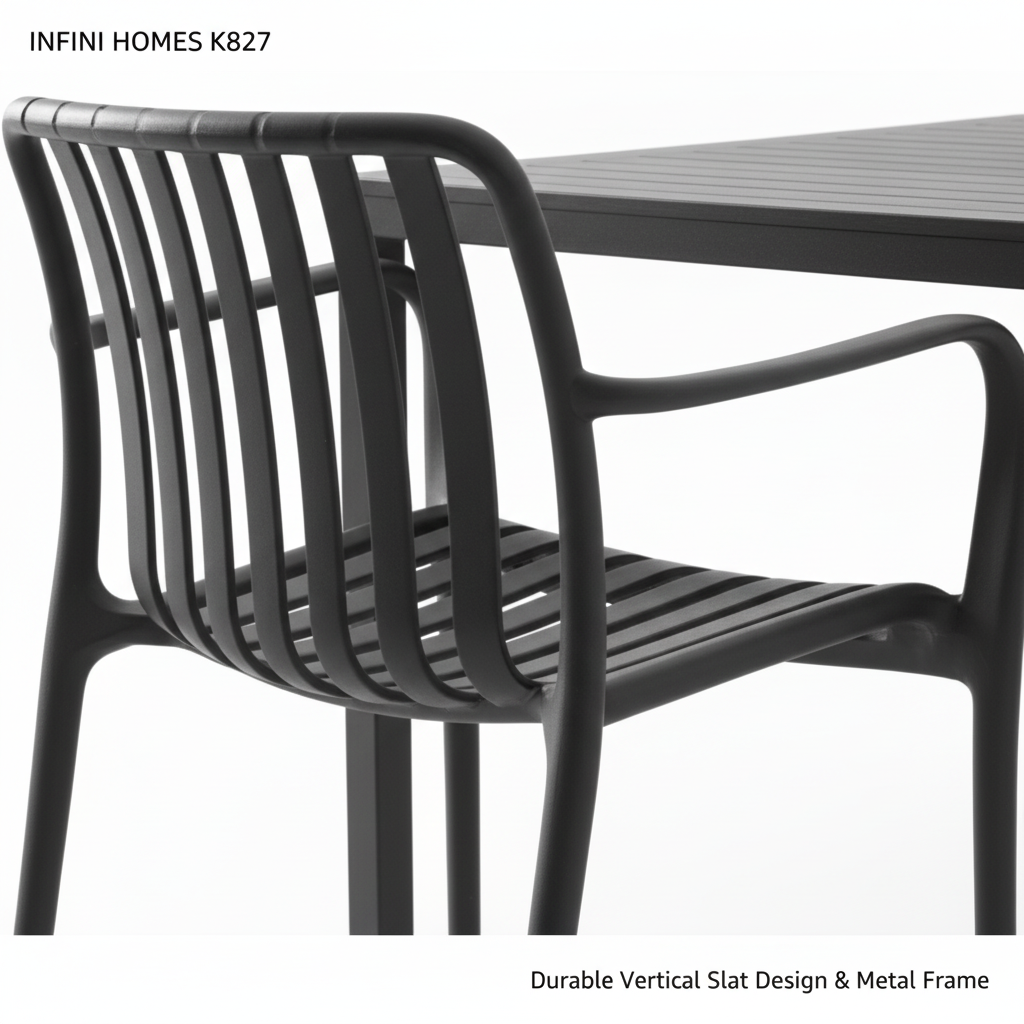 INFINI HOMES Single Dining Chair UAE - Model K827 Black PP Metal Frame 80x80cm Dubai Abu Dhabi Sharjah