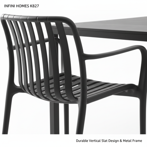 INFINI HOMES Single Dining Chair UAE - Model K827 Black PP Metal Frame 80x80cm Dubai Abu Dhabi Sharjah