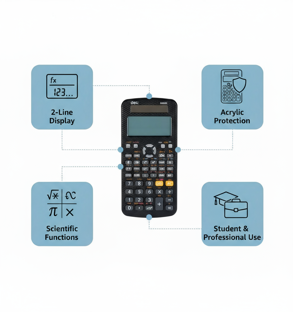 Scientific Calculator with Two Line Display and Acrylic Cover - D991EX