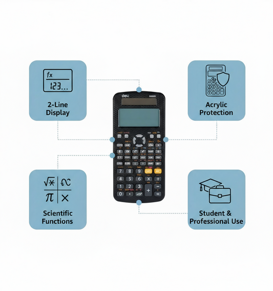 Scientific Calculator with Two Line Display and Acrylic Cover - D991EX