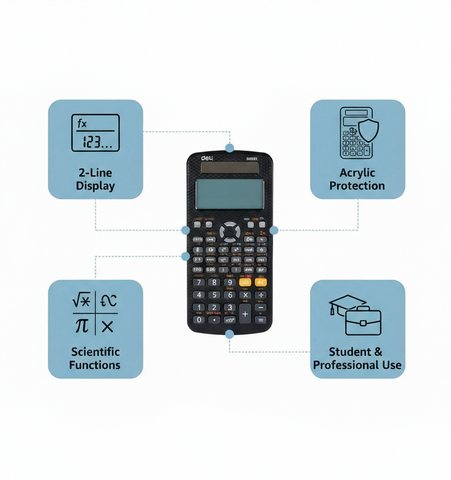 Scientific Calculator with Two Line Display and Acrylic Cover - D991EX