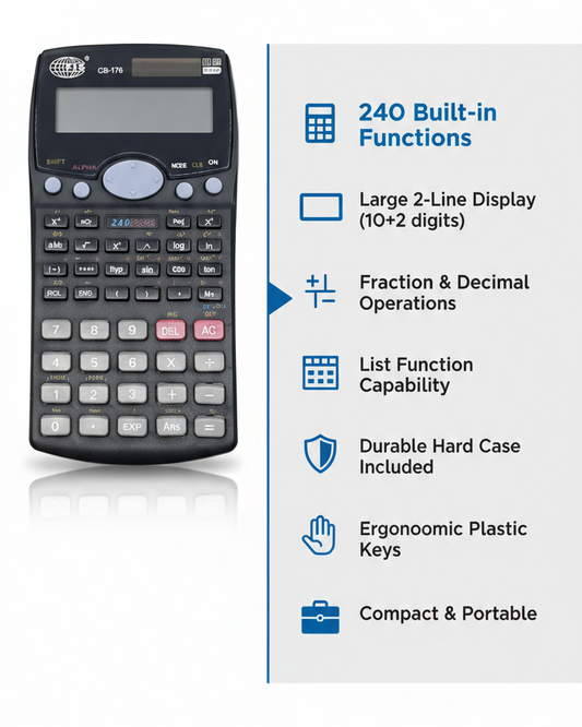 FIS Scientific Calculator 240 Functions - 12 Digit Display Calculator for Students & Engineers UAE