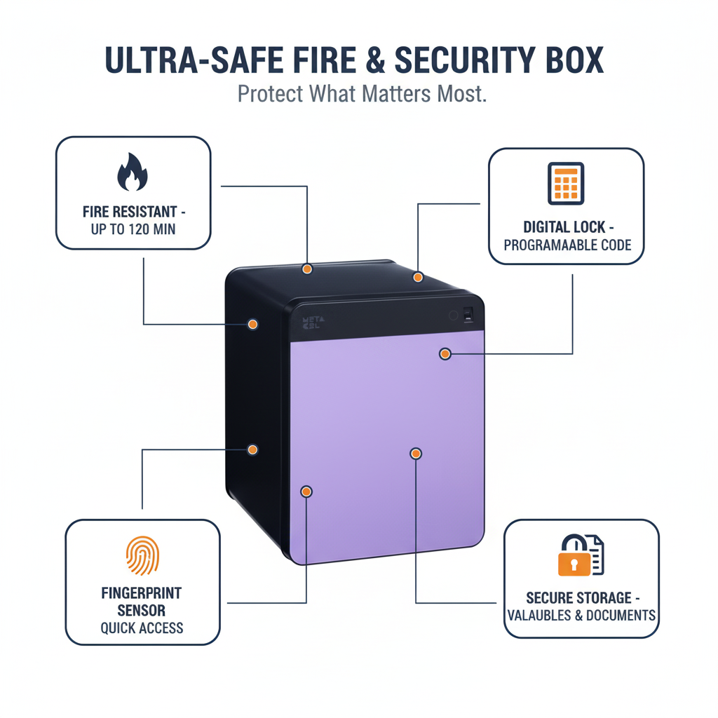 METACEL Fire Resistant Safe MC-040C1 Purple - Digital Lock & Fingerprint Sensor | UAE Delivery
