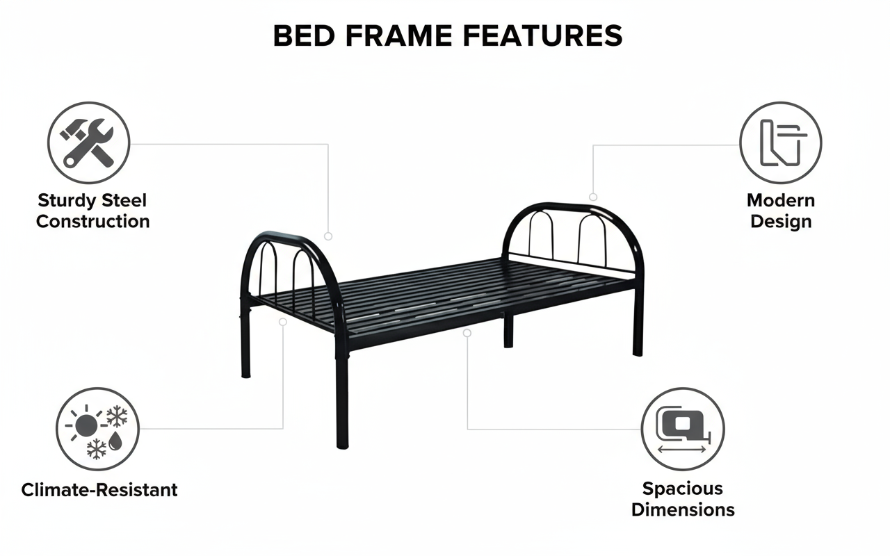 Premium Steel Single Bed Frame UAE | INFINI HOMES Metal Bed Dubai Abu Dhabi
