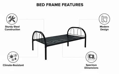 Premium Steel Single Bed Frame UAE | INFINI HOMES Metal Bed Dubai Abu Dhabi