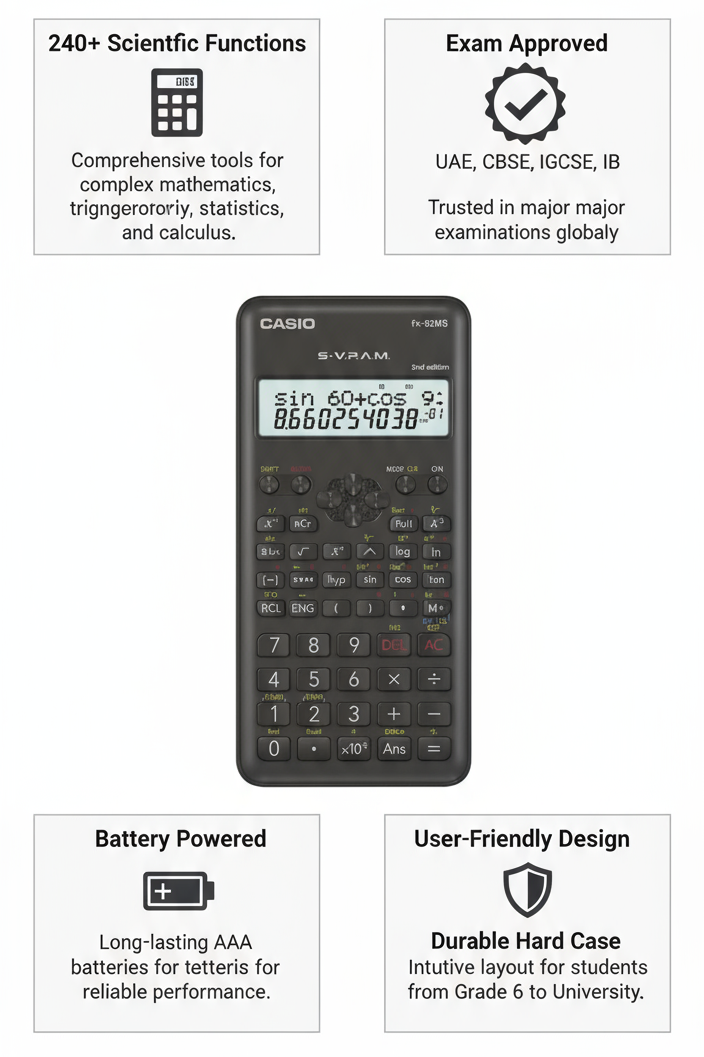 Casio FX-82 MS Scientific Calculator - 2nd Edition | UAE School & University Essential