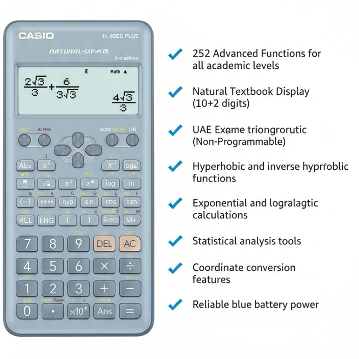 Casio FX-82ES PLUS Scientific Calculator - 252 Functions | Non-Programmable Calculator for Students UAE