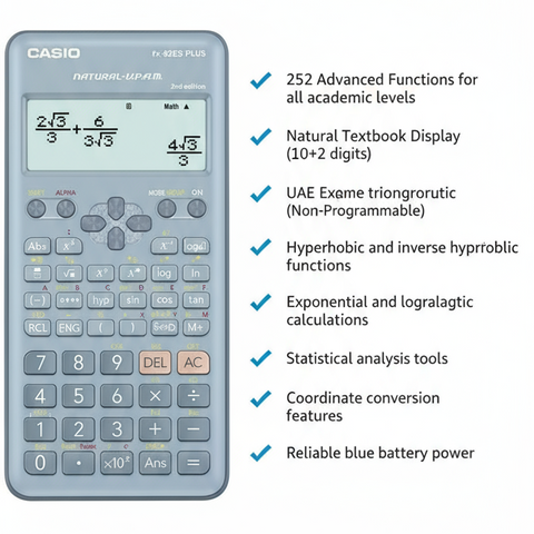 Casio FX-82ES PLUS Scientific Calculator - 252 Functions | Non-Programmable Calculator for Students UAE