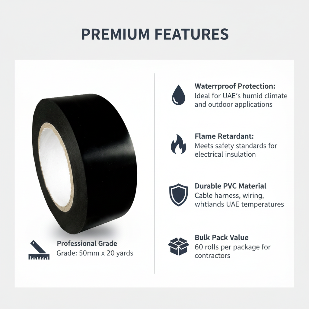 PVC Electrical Insulation Tape 50mm x 20Y - Waterproof Flame Retardant Tape UAE