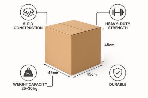 Cardboard Box 45x45x45cm UAE | Heavy Duty 5-Ply Shipping Carton Dubai Abu Dhabi