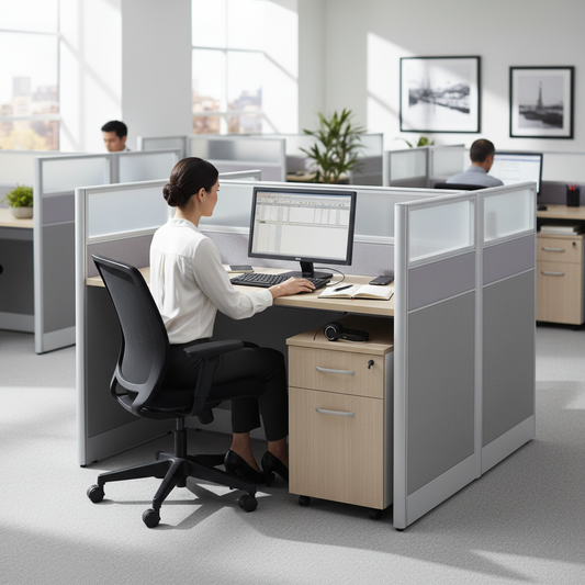 2-Person Work Station Coffee & Grey | Office Furniture UAE | INFINI HOMES