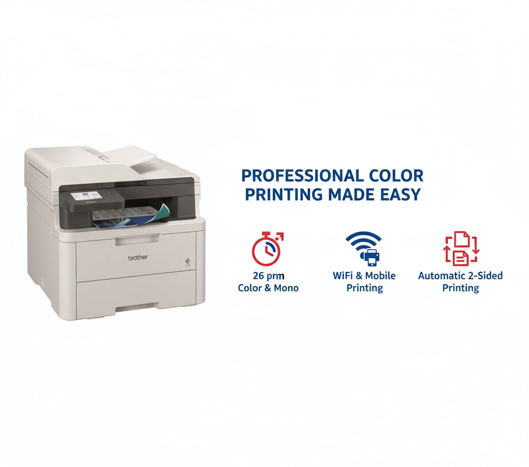Brother DCP-L3560CDW Color Laser Printer - 3-in-1 Wireless Printer, Scanner, Copier