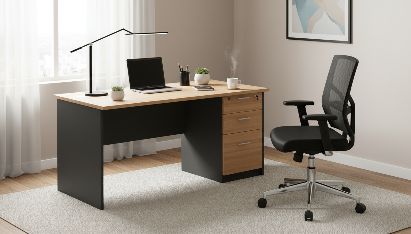 Office Desk 160x70cm Oak Grey - Executive Table Dubai UAE | INFINI HOMES