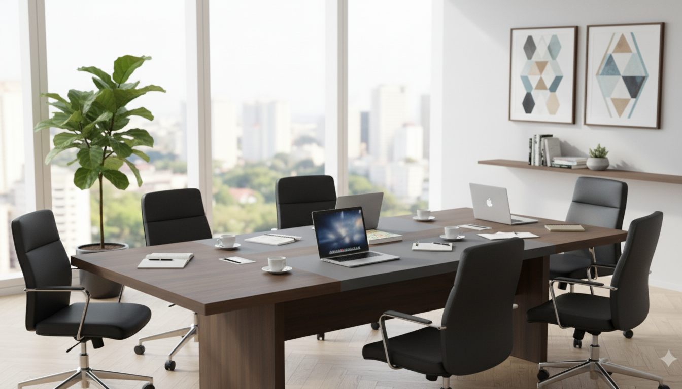 INFINI HOMES Meeting Table UAE - Model KN024-MT-20 Walnut Grey 120x200cm Dubai Abu Dhabi Sharjah