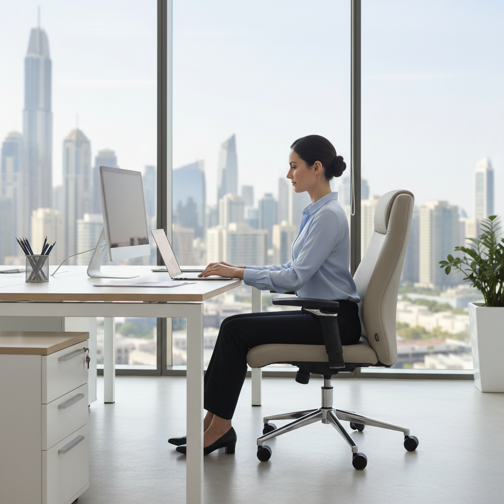 Premium Office Chair Beige | Ergonomic Desk Chair UAE | IH A015 BIG