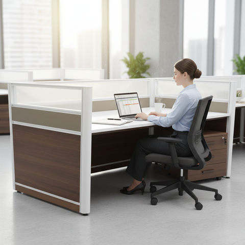 1-Person Work Station Oak+Kakie 100x60cm | Office Desk UAE | INFINI HOMES