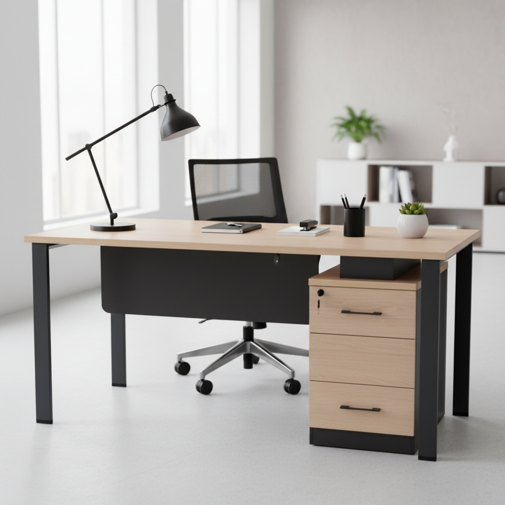 Office Table IH 114 1.4M - Premium Beige Desk for UAE Offices
