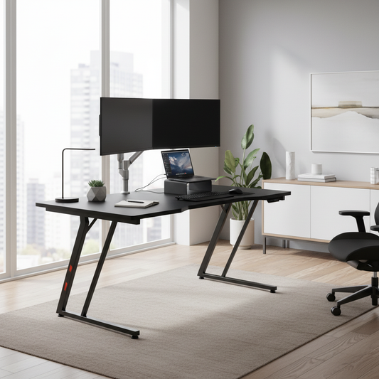 Gaming Table with LED Light Black 120x60x75cm | UAE Delivery