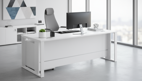Office Desk with Side Table 180cm - Modern Executive Workstation Dubai UAE