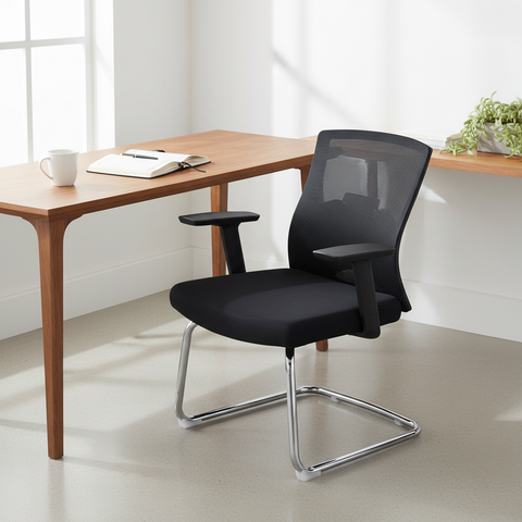 Mesh Back Visitor Chair UAE | Office Guest Chair with Chrome Base Dubai