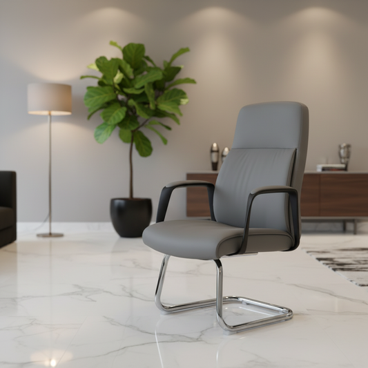 PU Visitor Chair IH 2005V | Grey | Premium Office Seating UAE