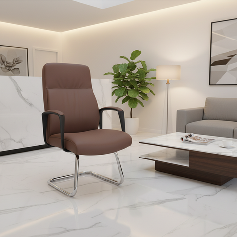 PU Visitor Chair IH 2005V – Brown | Premium Office Seating UAE