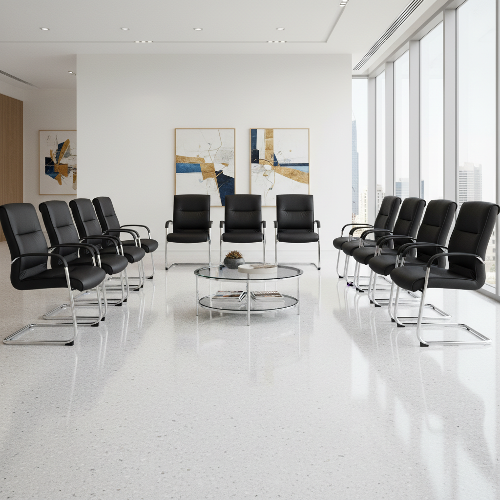 Black Visitor Chair IH 106 V - Premium Office Seating UAE