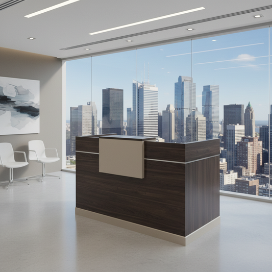 Reception Table 1.6m Walnut & Khaki | Premium Office Furniture UAE