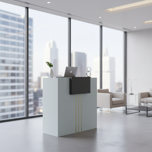 White Grey Reception Table 120x60x110cm | Modern Office Furniture UAE