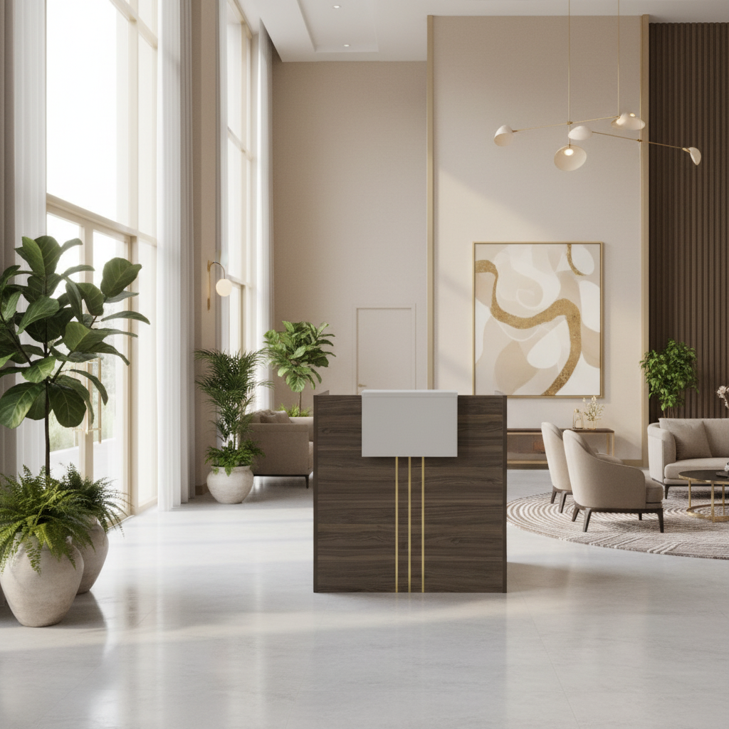 Wenge Grey Reception Table IH 1405 | Premium Office Furniture UAE