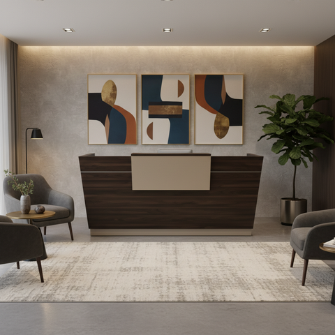 Reception Table 1.6m Walnut & Khaki | Premium Office Furniture UAE