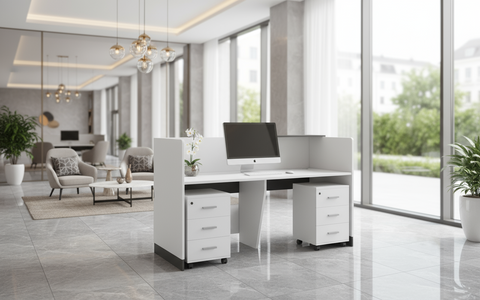 Reception Desk with Drawers UAE | Office Reception Table 160cm | INFINI HOMES