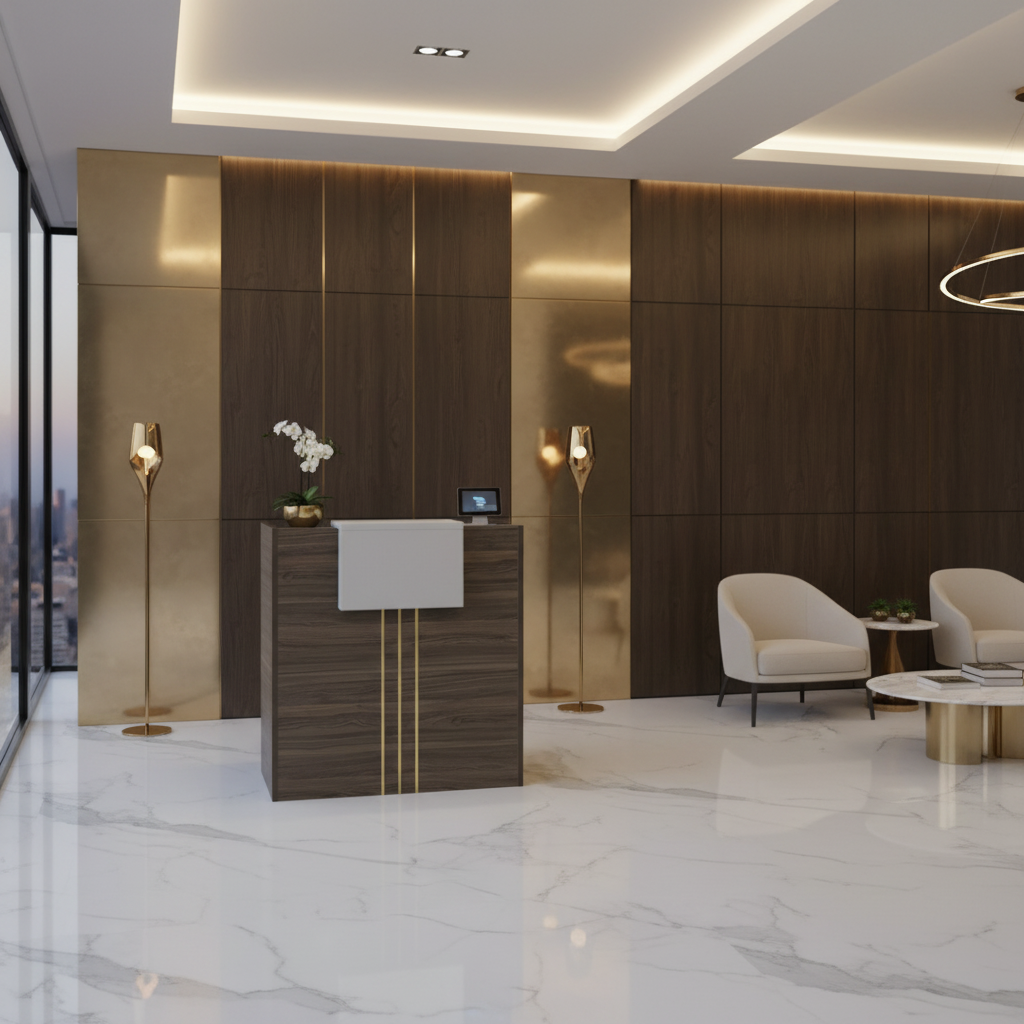 Wenge Grey Reception Table IH 1405 | Premium Office Furniture UAE