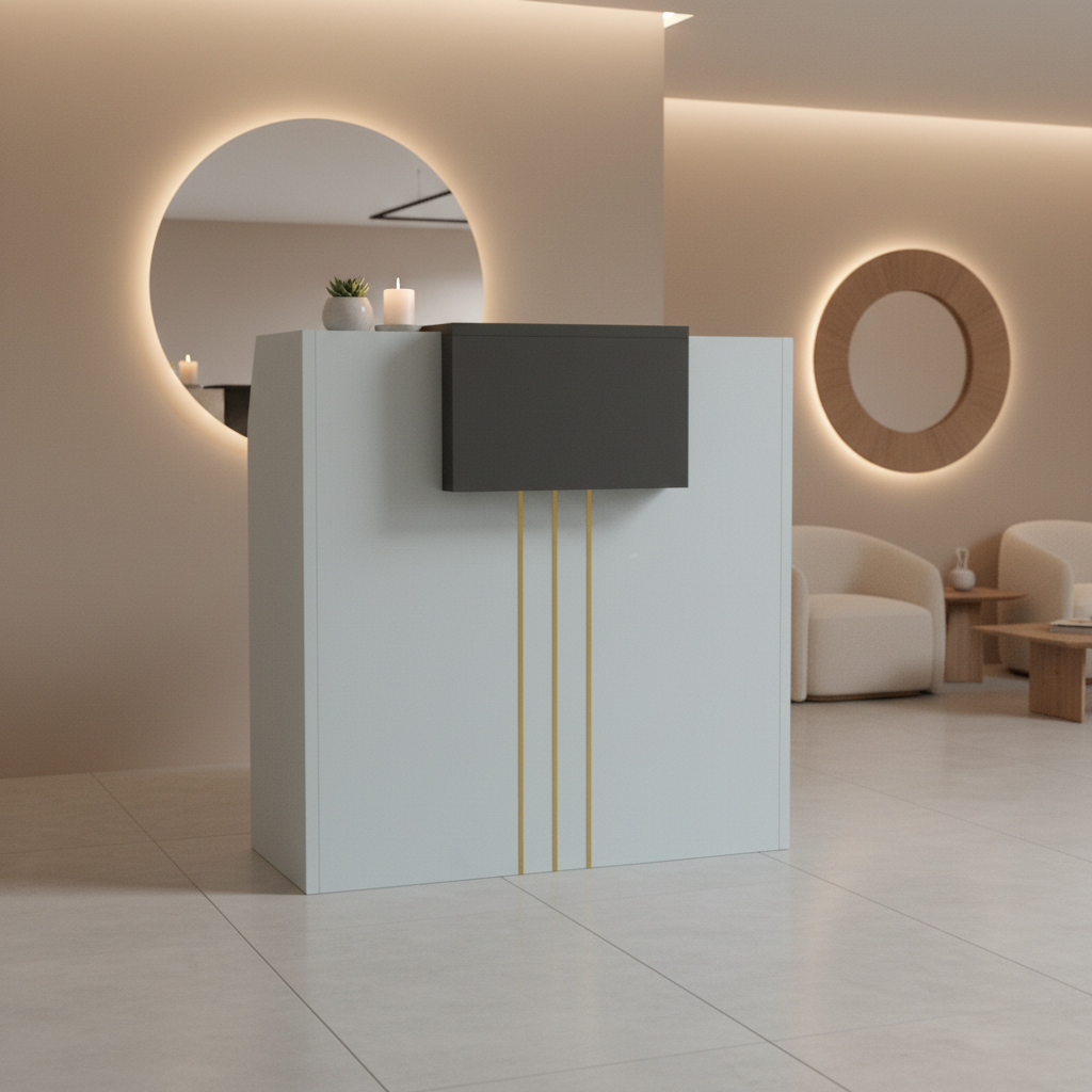 White Grey Reception Table 120x60x110cm | Modern Office Furniture UAE