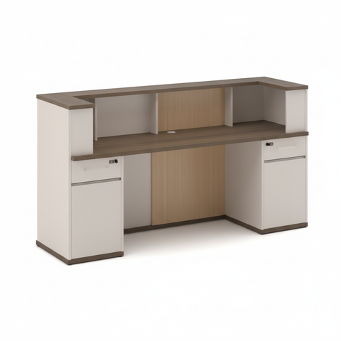Reception Table RECP-A015-240 | 240cm Office Desk with Drawers, Digital Lock & LED – UAE