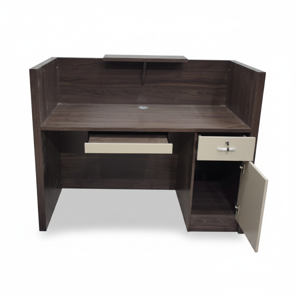 Reception Table 1.4m Walnut & Khaki | Premium Office Furniture UAE