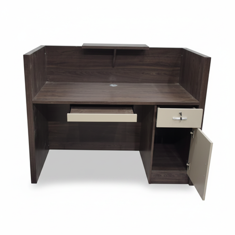 Reception Table 1.4m Walnut & Khaki | Premium Office Furniture UAE