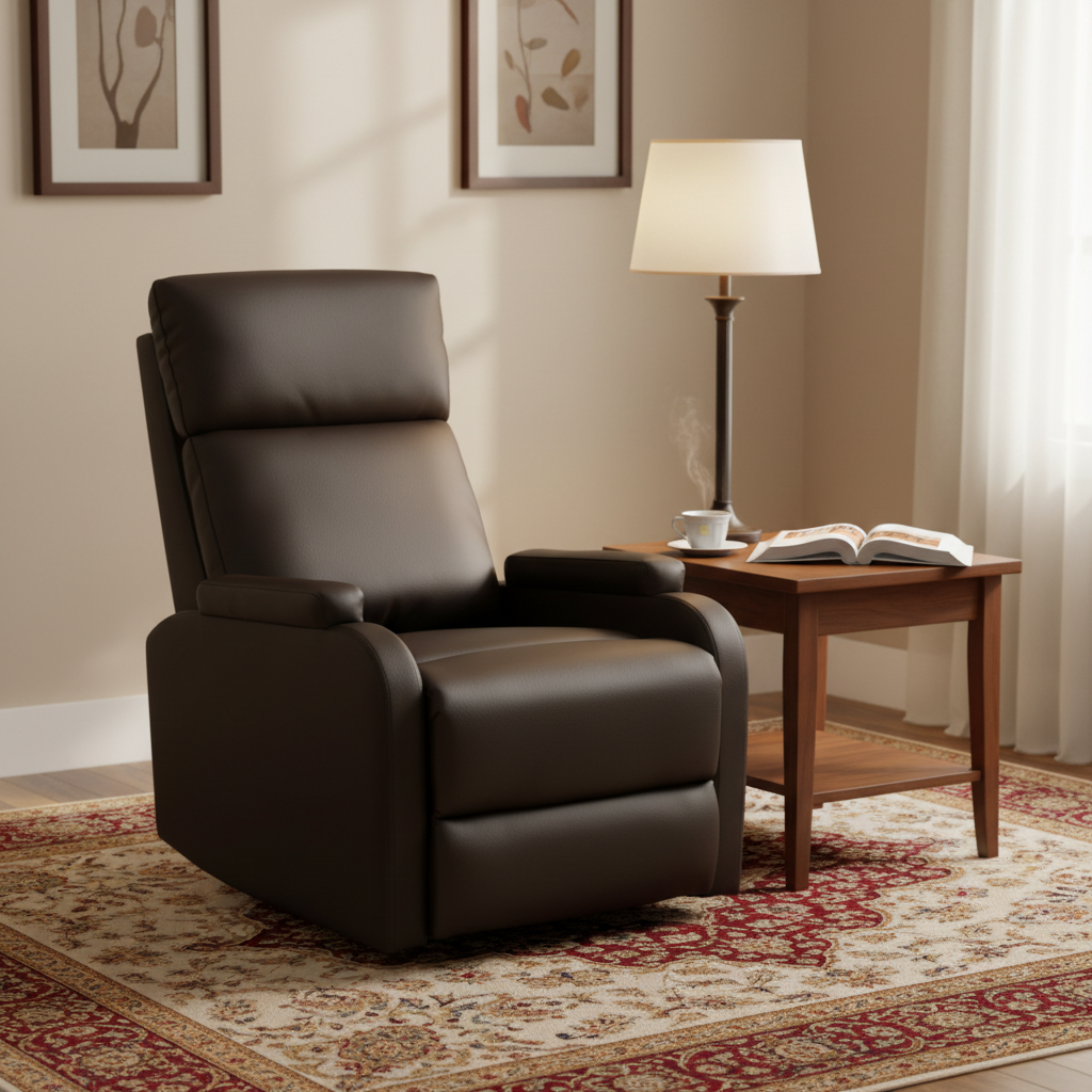 PU Manual Swivel Recliner Chair IH 902 | Coffee Brown | UAE Delivery