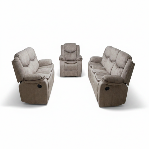Recliner Sofa Set 3+2+1 | Premium Fabric Recliner – Brown & Light Brown | IH 30353 Light Brown