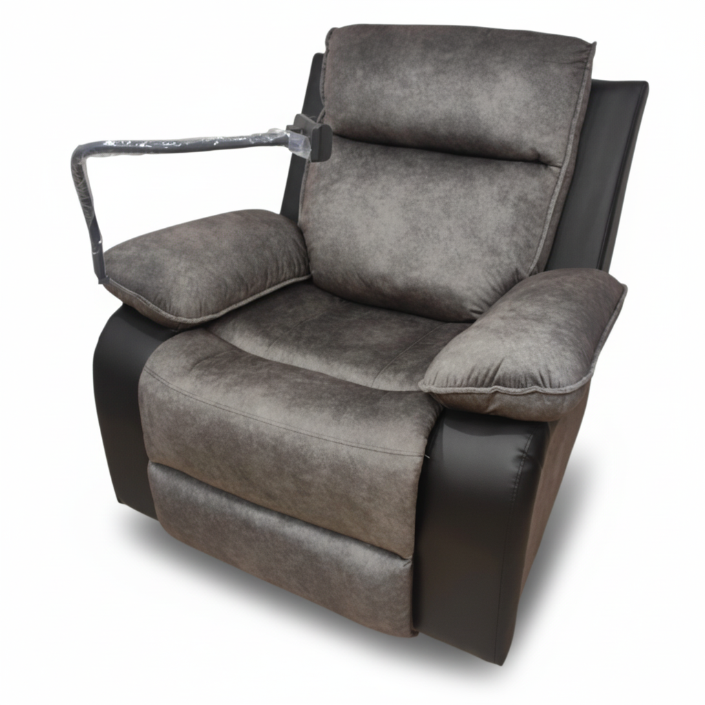 Swivel Recliner Chair with Mobile Holder | Grey Fabric Recliner UAE