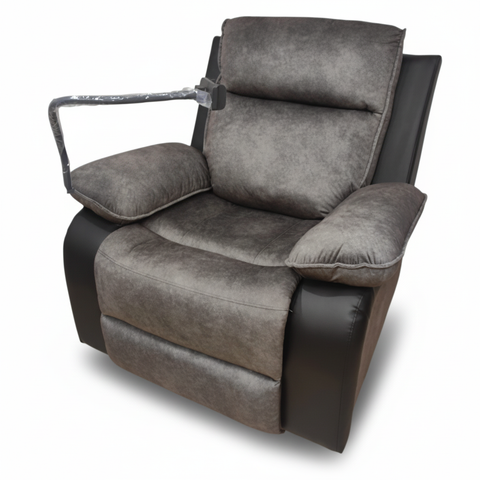 Swivel Recliner Chair with Mobile Holder | Grey Fabric Recliner UAE